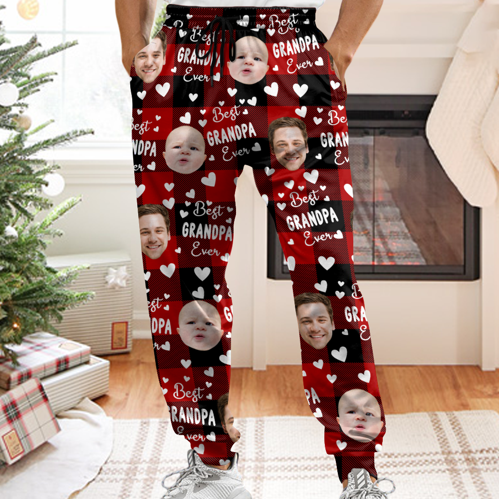 Custom Funny Face Best Dad Ever Christmas Sweatpants For Matching Family LM32 893883