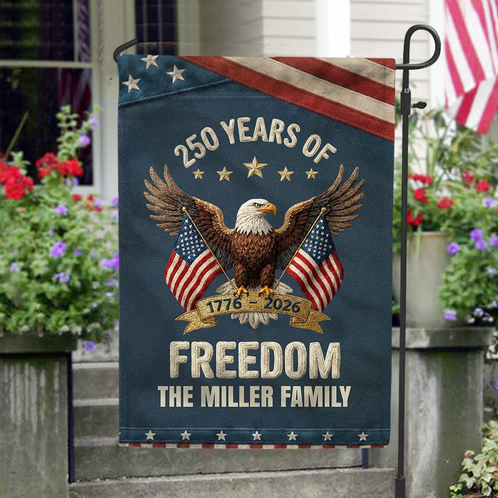 Personalized 250th Anniversary USA Patriotic Faux Pattern Garden Flag HO82 901298