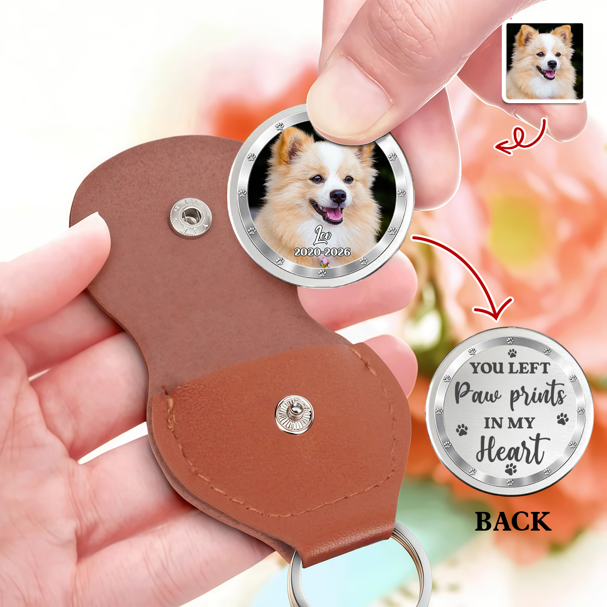 Custom Photo You Left Paw Prints On Our Hearts Memorial Pocket Hug TH10 169047