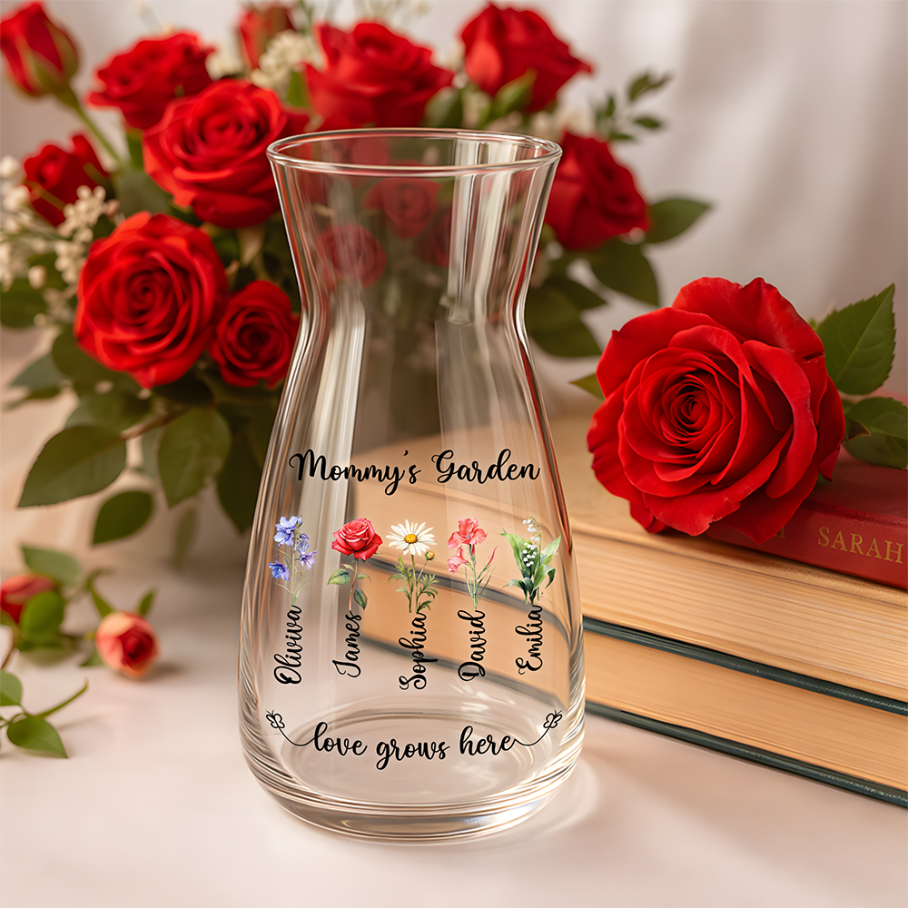Personalized Mommy's Garden Love Grows Here Glass Vase Gift For Mother's Day CH07 910910
