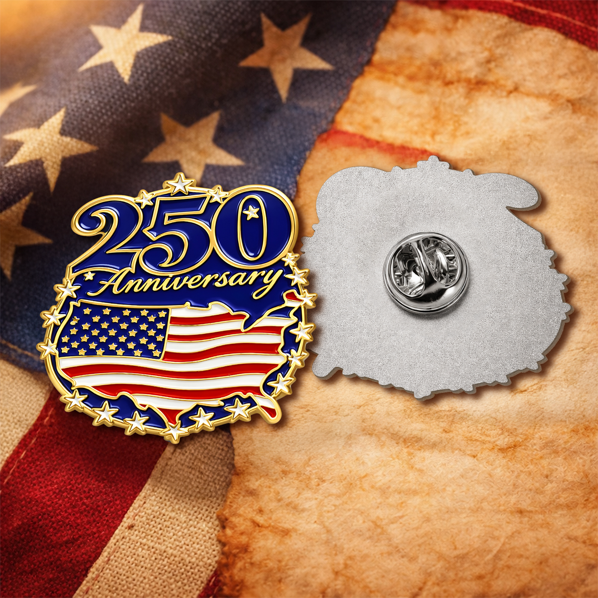 Personalized American Flag 250th Anniversary 1776–2026 Stainless Steel Metal Pin - USA Patriotic Gift LM32 899515