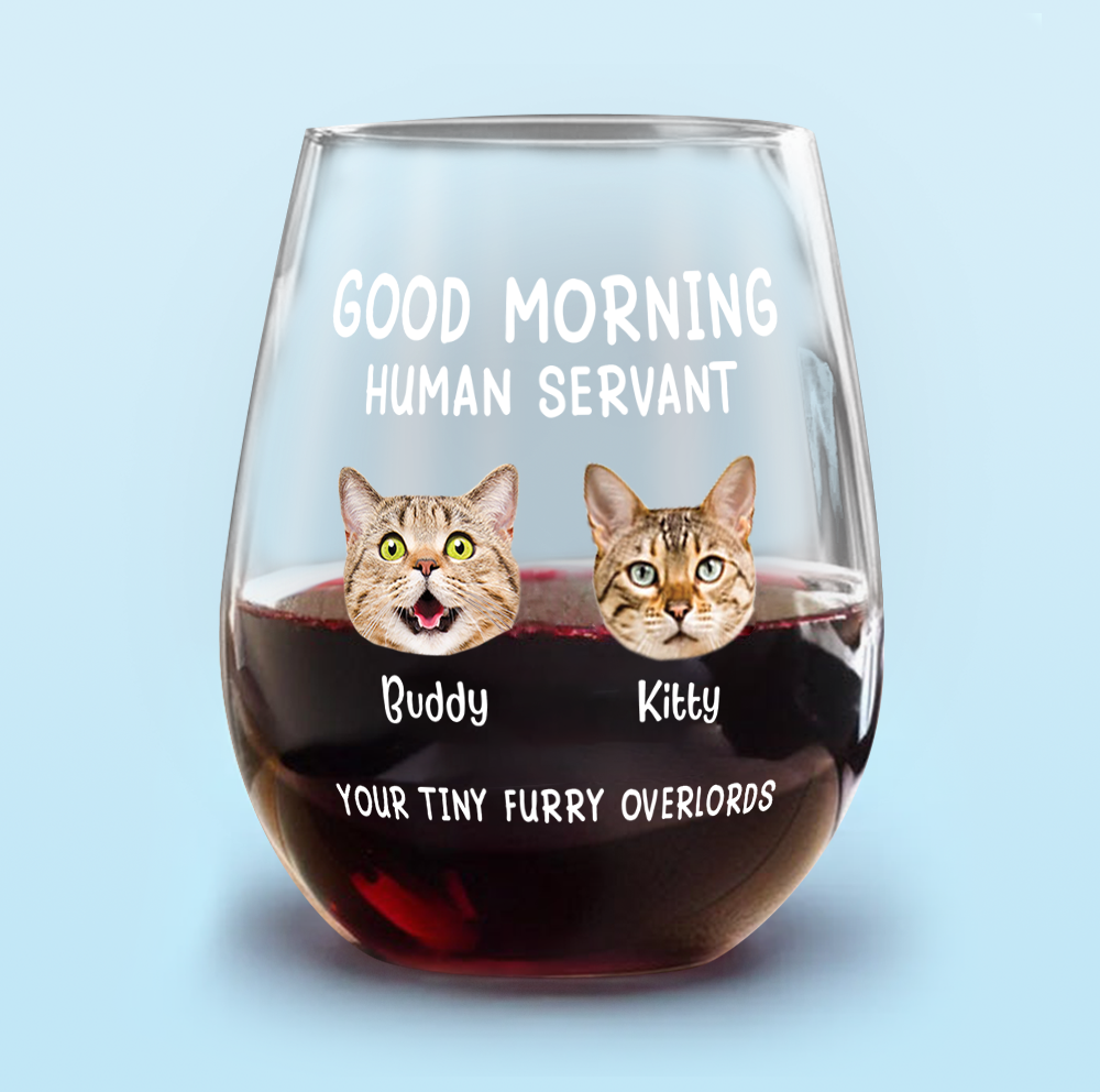 Custom Face Cat Happy Mother's Day Human Servant Wine Glass HA75 892256
