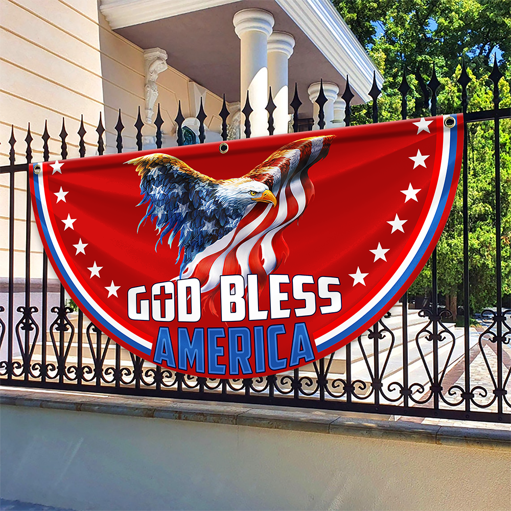 Personalized God Bless America 1776 - 2026 Eagle Non-Pleated Fan Flag LM32 899029