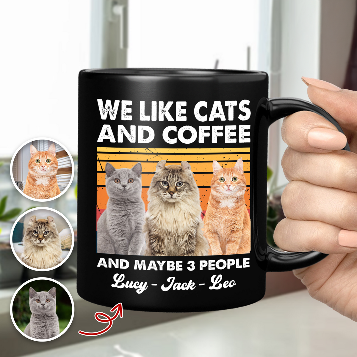 Custom Photo I Like Cats And Coffee Personalized Black Mug Gift For Cat Lovers LM32 895035