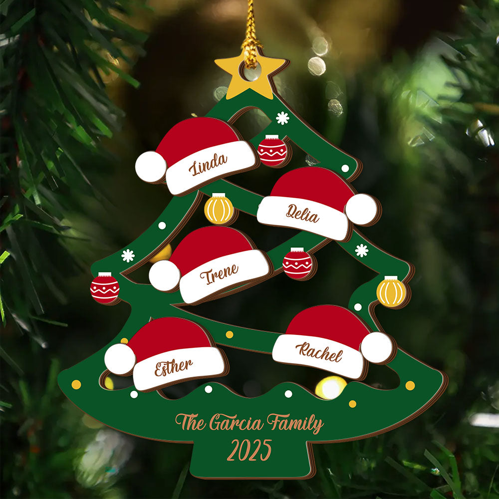 2025 Christmas Tree Layered Wood Ornament Personalized Gift For Family HO82 900634