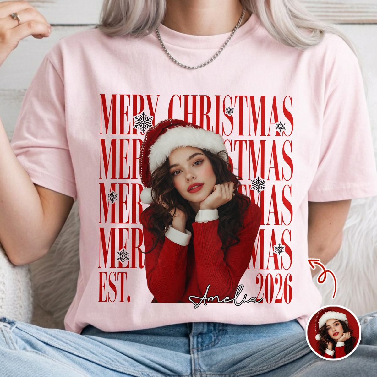 Custom Photo Merry Christmas EST. 2026 Retro Comfort Shirt HO82 903336