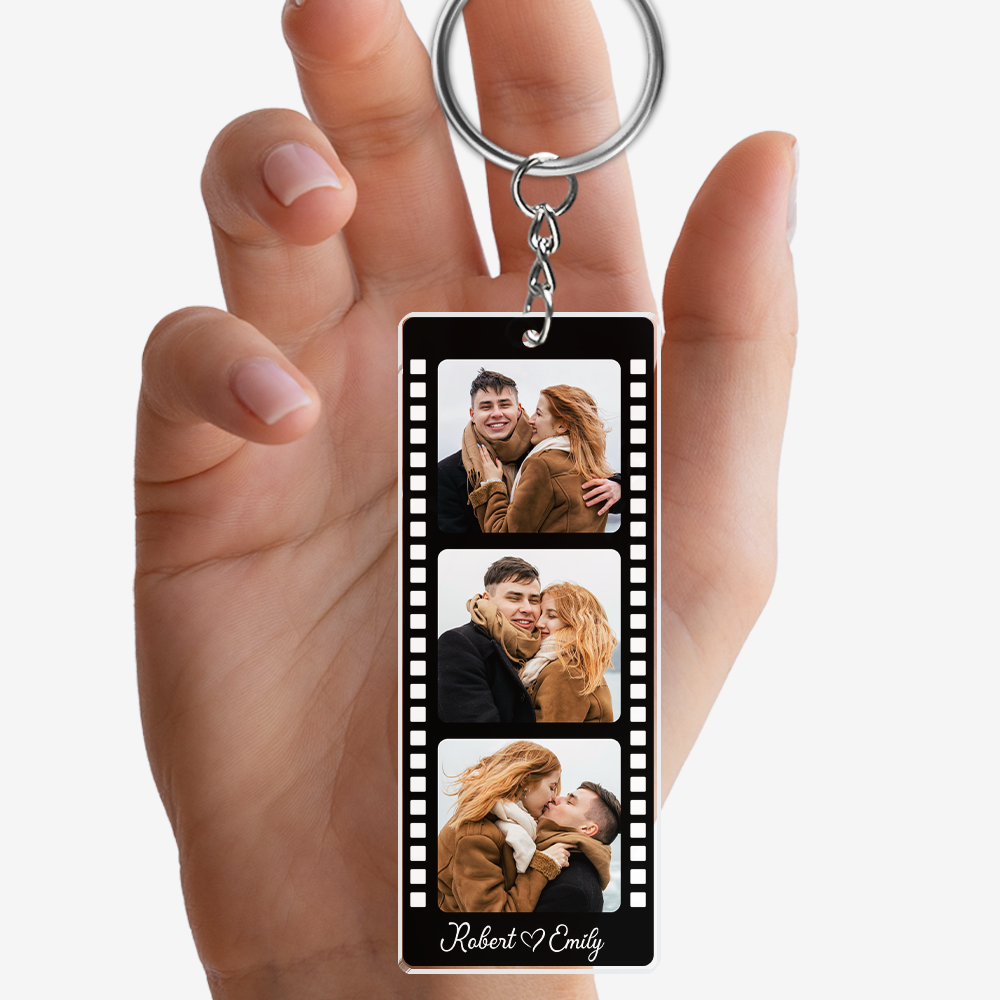 Custom Couple Photo Strip Acrylic Keychain - Personalized Valentine's Day Gift LM32 897429