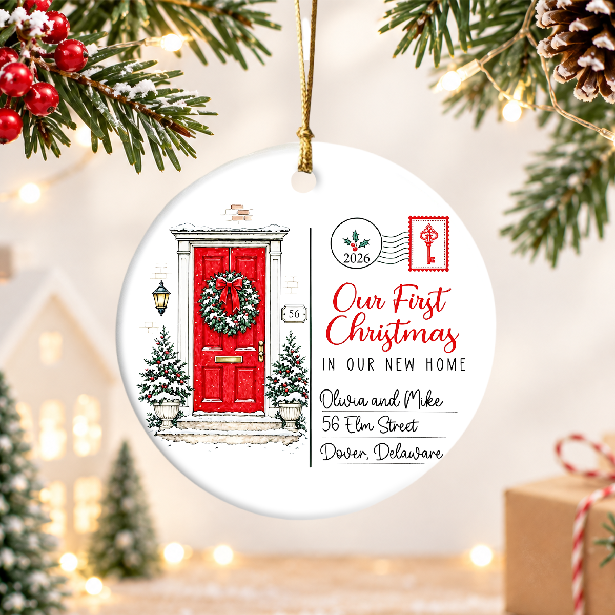 Personalized First Christmas In Our New Home Ceramic Ornament, Housewarming Christmas Keepsake TH10 171557