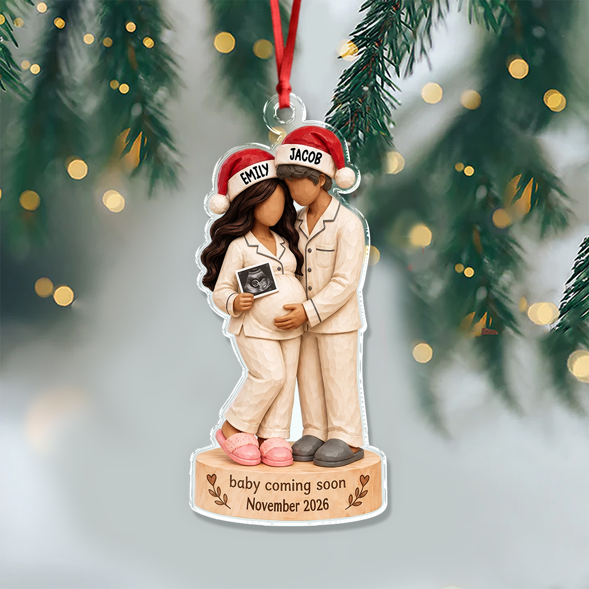 Custom Couple Pregnancy Ultrasound Acrylic Ornament Baby Announcement Christmas Keepsake CH07 180698