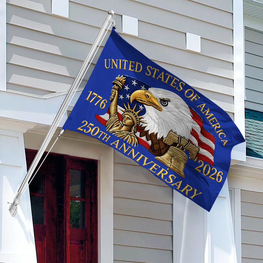 Custom Family Name 250th Anniversary United States Of America 1776-2026 Eagle House Flag HO82 902836