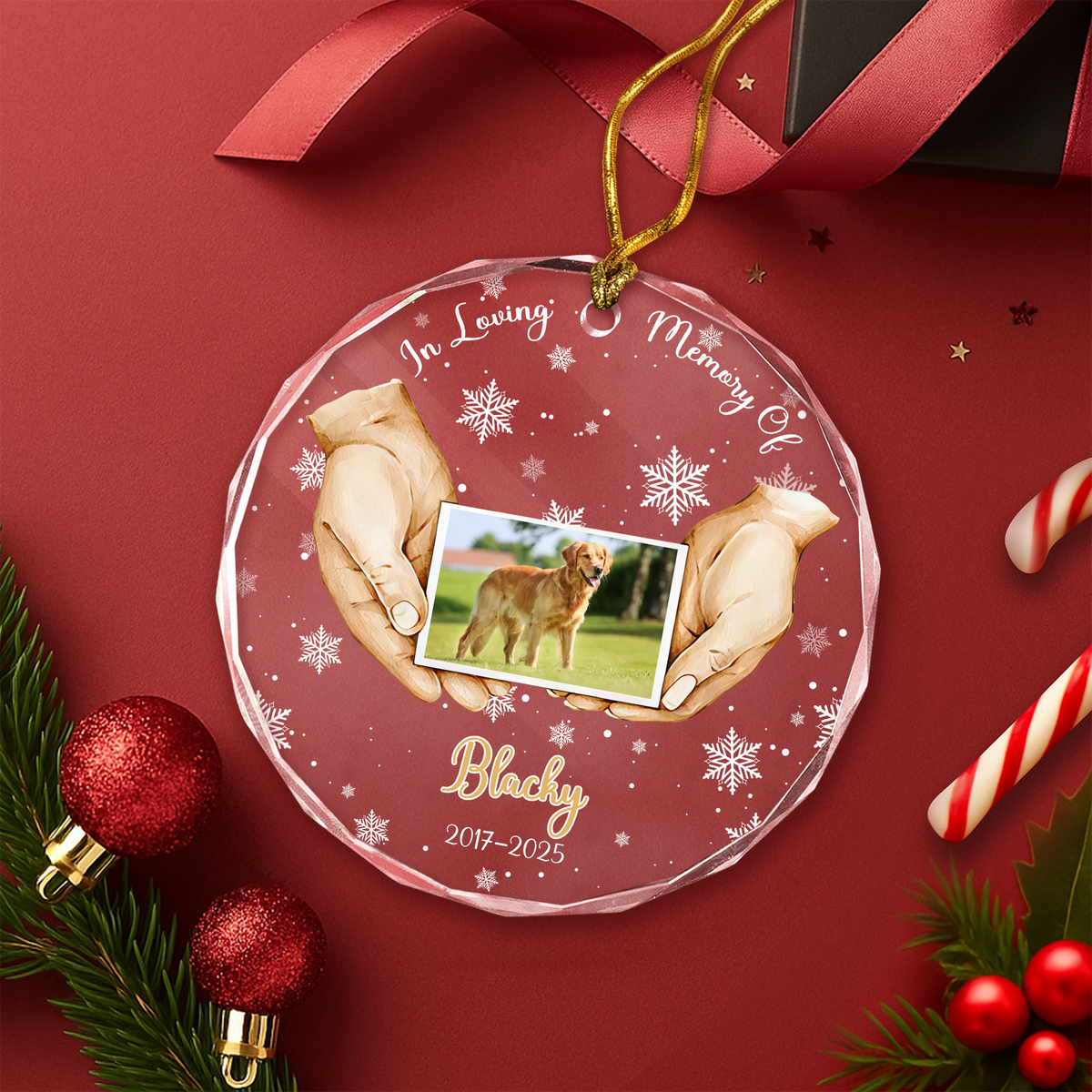 Custom Pet Photo Memorial Glass Ornament TH10 894999