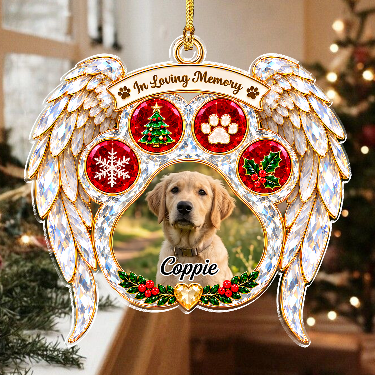 Custom Pet Photo Christmas Memorial Acrylic Ornament Gifts For Dog And Cat Lovers TH10 171605