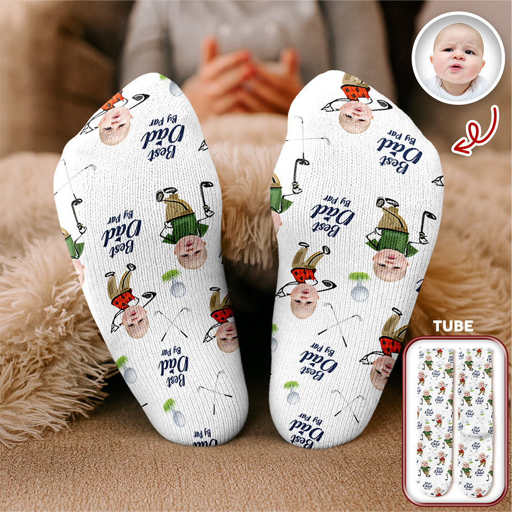 Custom Photo Best Dad By Par Socks - Personalized Gift for Golf Dad LM32 668971