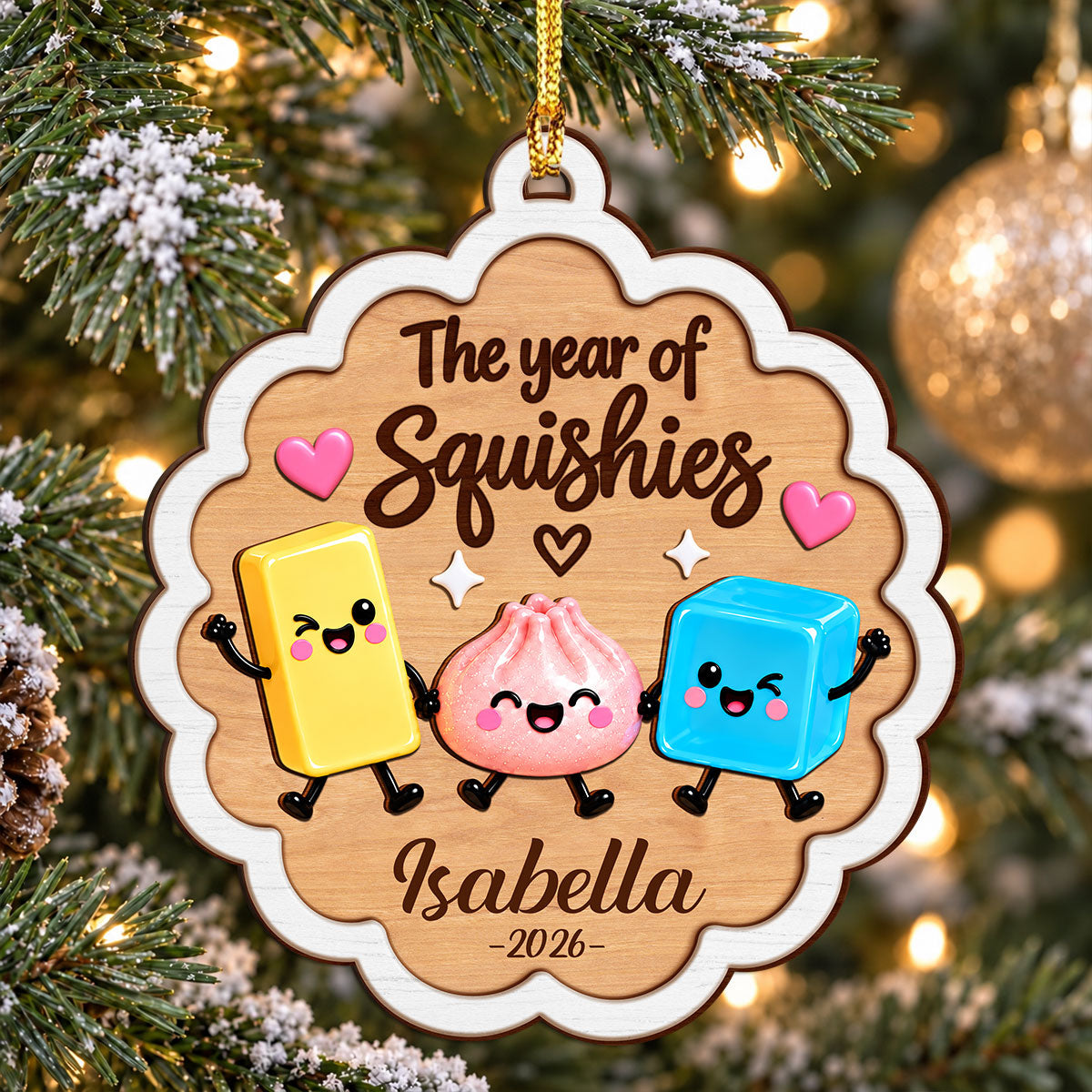 Custom Name The Year Of Squishy Hunting 2-Layer Wood Ornament, Personalized Christmas Keepsake HO82 903784