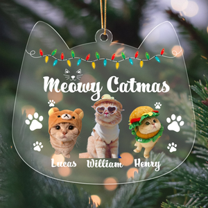 Custom Photo Meowy Catmas Cat Acrylic Ornament HA75 891088