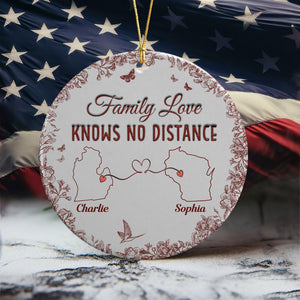 Family Love Knows No Distance Toile De Jouy Style Personalized 3D Inflated Effect Ceramic Ornament HO82 894746
