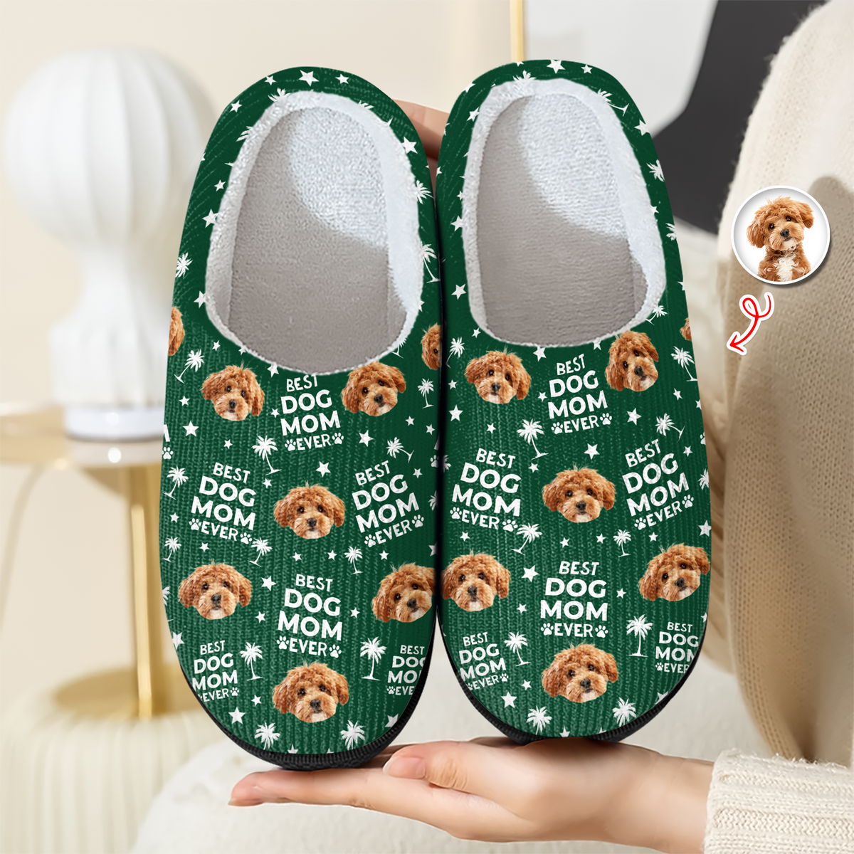 Custom Photo Best Dog Dad, Best Dog Mom Ever Slippers Unique Gift HA75 892974