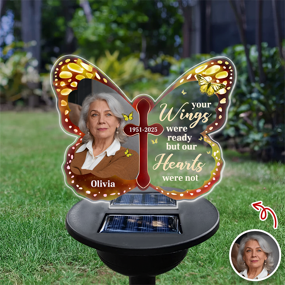 Custom Photo Your Wings Were Ready Solar Light Memorial TH10 896051