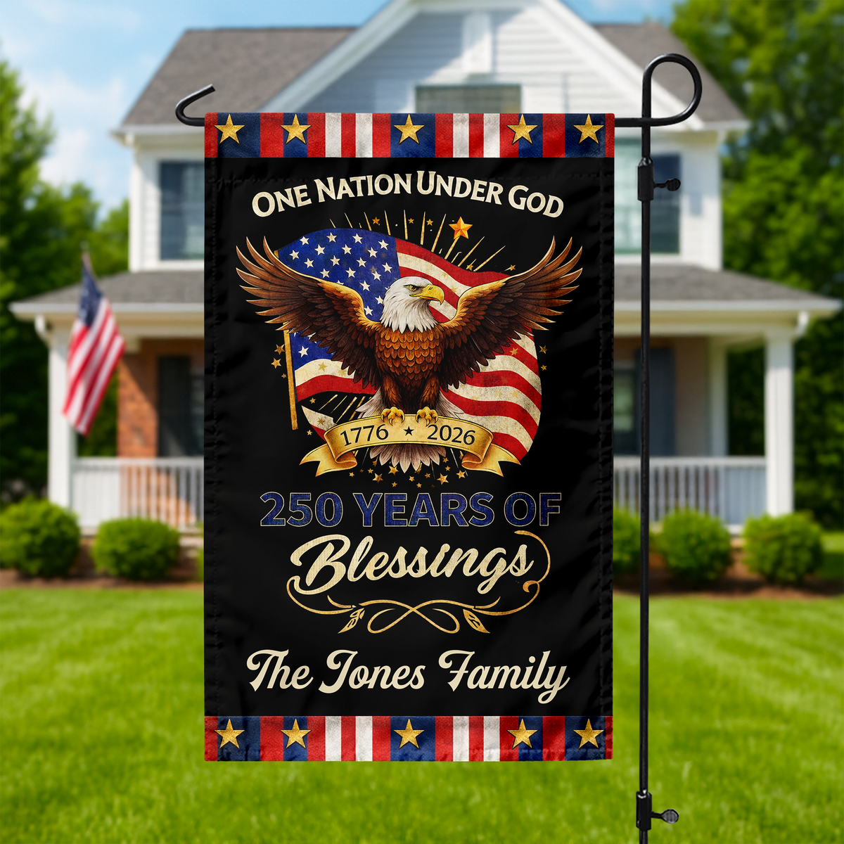 Custom Family Name One Nation Under God 250 Years Of Blessings Garden Flag TH10 169025