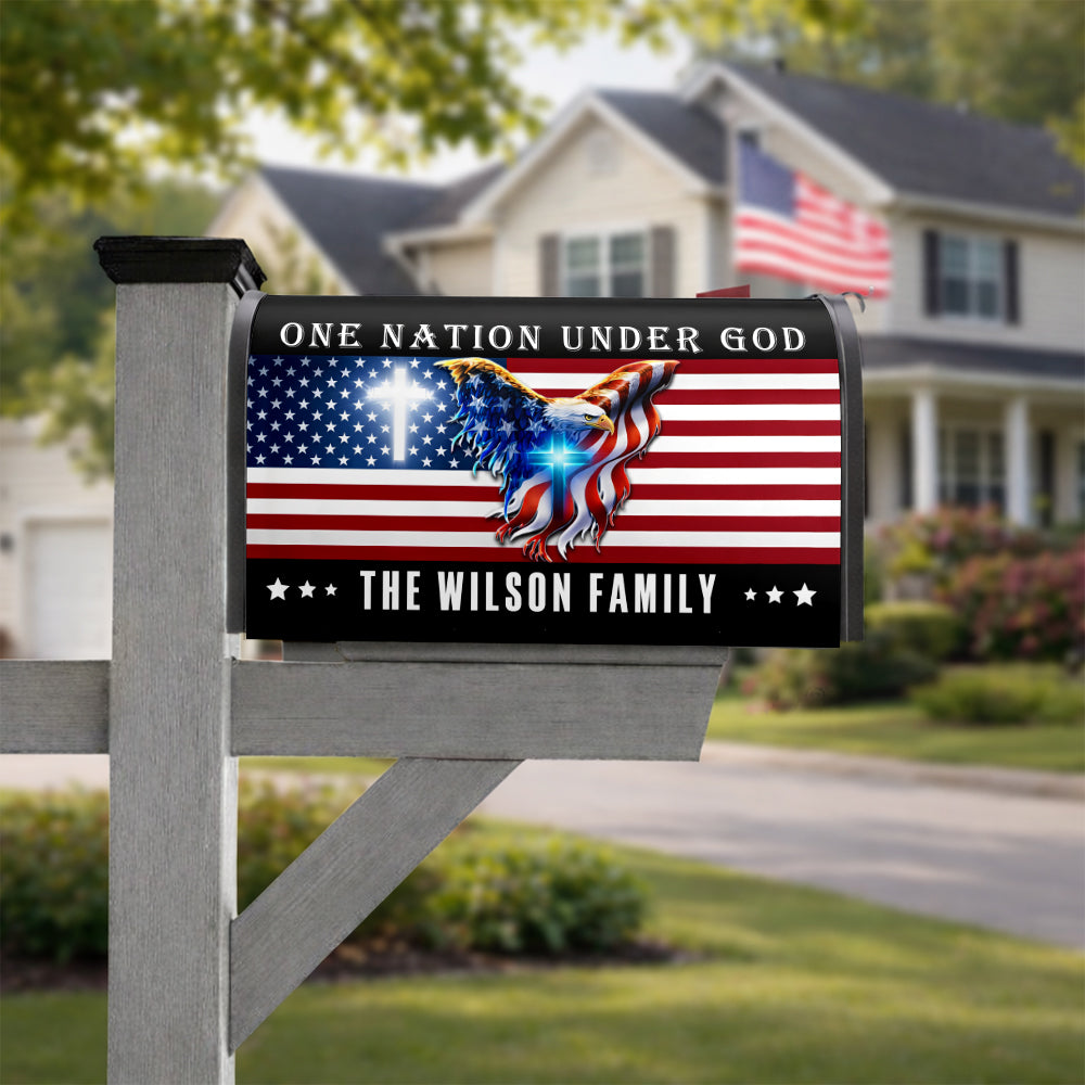 Custom Name One Nation Under God - 250 Years Of Freedom Patriotic Mailbox Cover HO82 901036