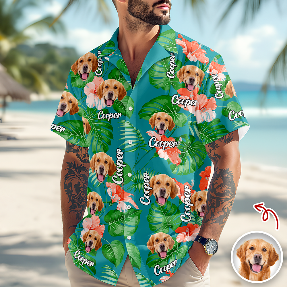 Custom Pet Face Photo Tropical Hawaii Shirt For Pet Lovers TH10 169491