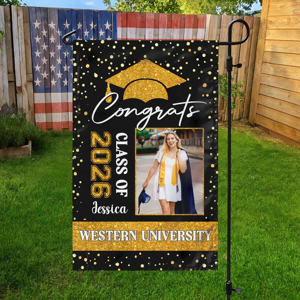 Custom Photo Class of 2026 Congratulations Graduation Garden Flag HO82 901708