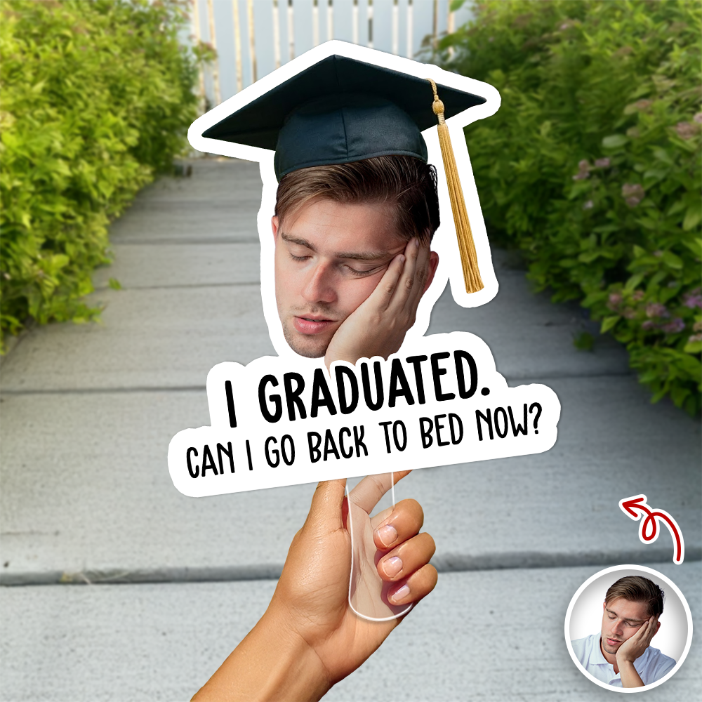 Custom Funny Face I Graduated Can I Go Back To Bed Now Face Fan For Party Favors HA75 921238