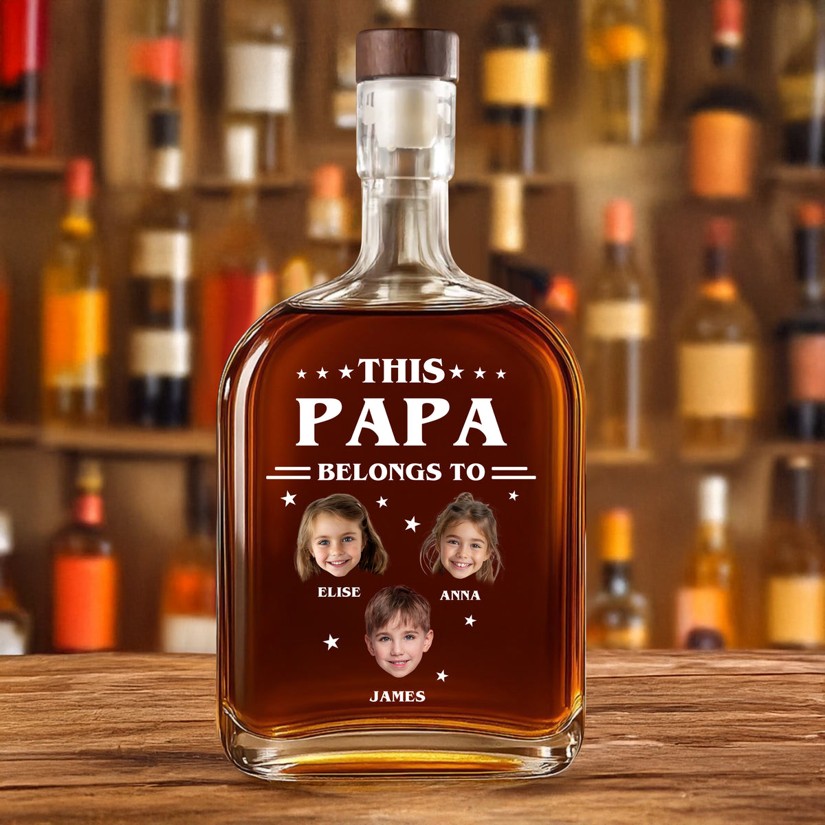 This Papa Is Powered By Love - Family Personalized Custom Whiskey Bottle - Father's Day, Gift For Dad, Grandpa HO82 894076