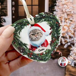 Custom Photo Cat Personalized Heart Shaped Ceramic Ornament For Christmas HA75 897466