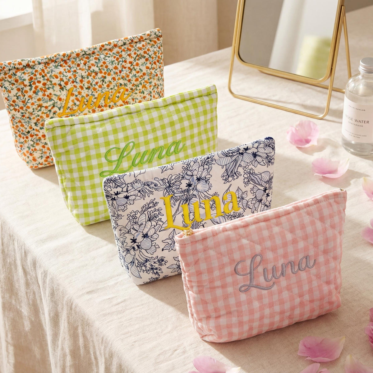 Personalized Floral Monogrammed Embroidered Cosmetic Bag- Gift For Mom, Girlfriend, Women, Bridesmaid Gift LM32 899771