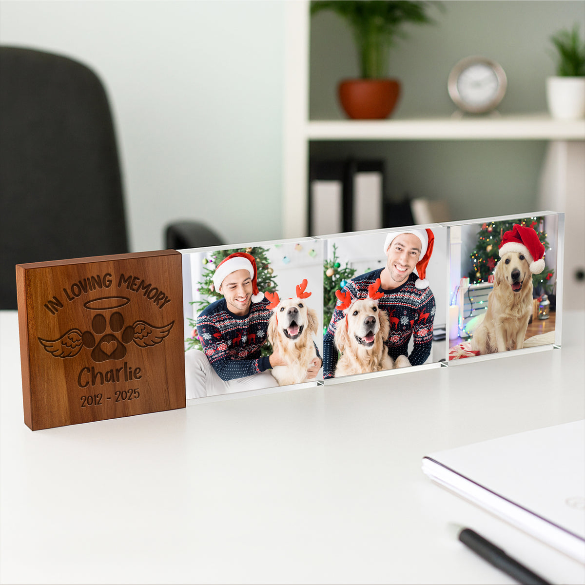 Custom Photo In loving Memory Dog Memorial Wooden & Acrylic Photo Block Set HA75 892700