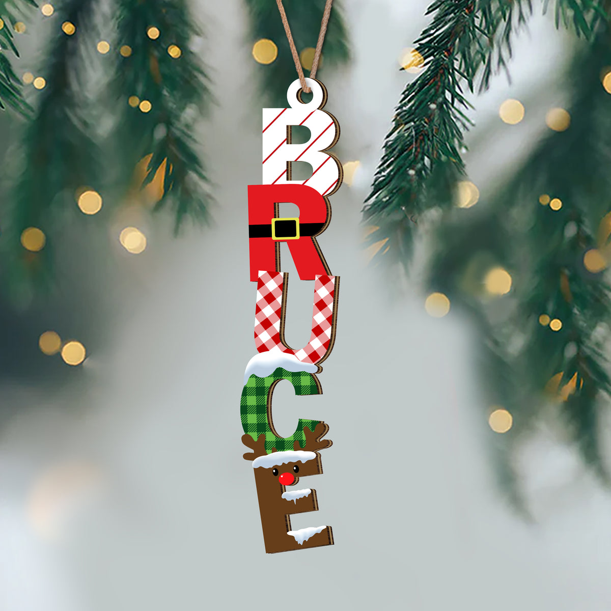 Personalized Name Letter Christmas Wood Ornament Family Gift HA75 897852