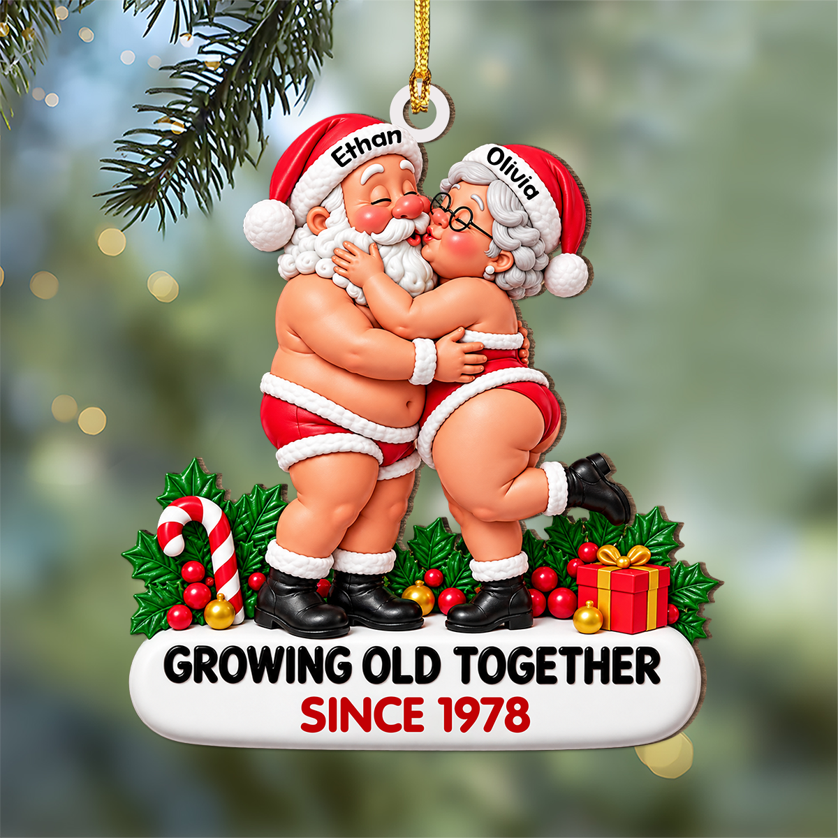Personalized Growing Old Together Couple Wood Ornament, Christmas Keepsake HA75 919510