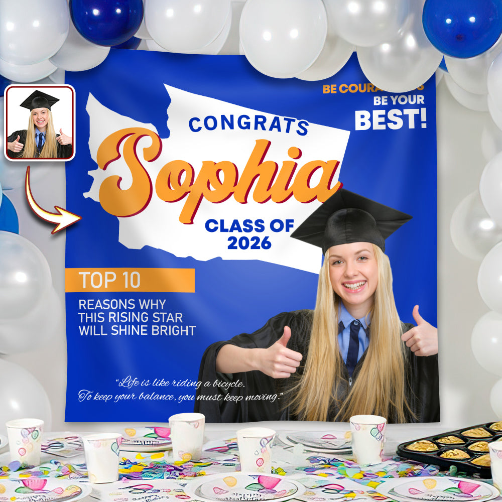 Custom Photo Graduation With US States Grad Of The Year 2026 Backdrop LM32 899217