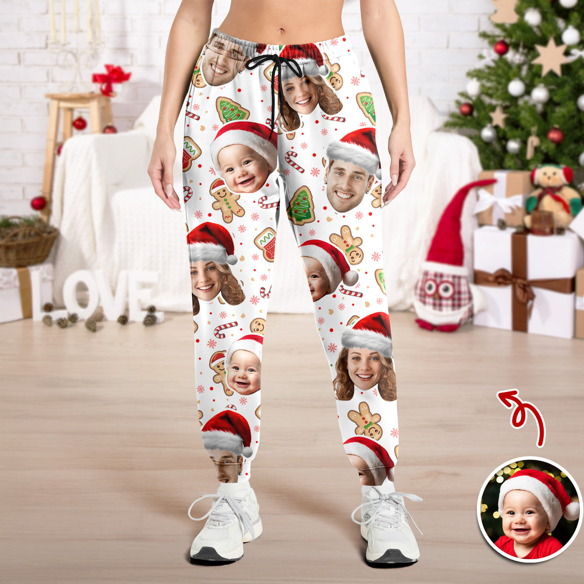 Custom Funny Family Face With Christmas Pattern Sweatpants HA75 892790