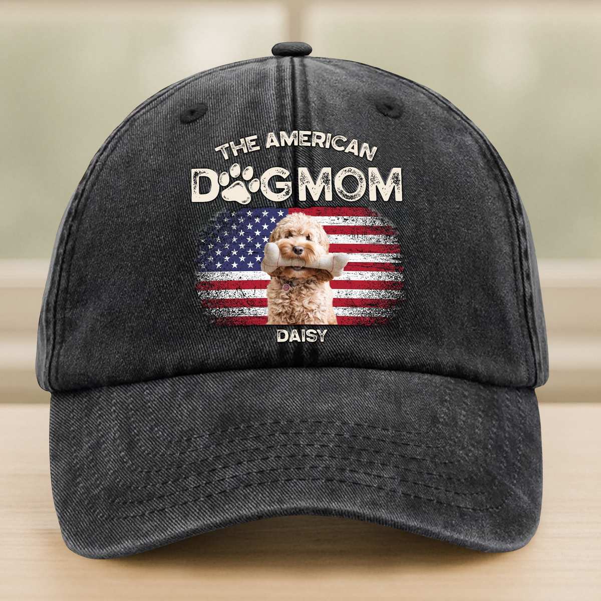 Custom Photo The American Dog Dad Dog Mom Washed Denim Baseball Cap TH10 894115