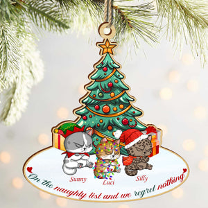 On The Naughty List And We Regret Nothing Cat Wood Ornament Personalized Gift TH10 891049