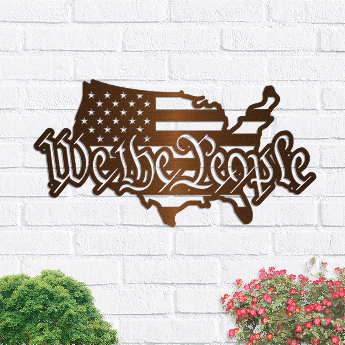 USA Map with We the People Metal Sign Art Wall Decor HO82 901150