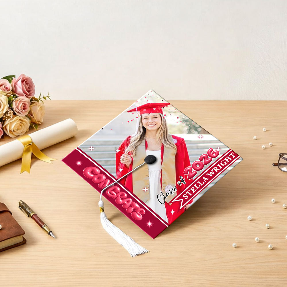 Custom Photo Class of 2026 Graduation Cap Topper, Personalized Congrats Grad Gift LM32 899369
