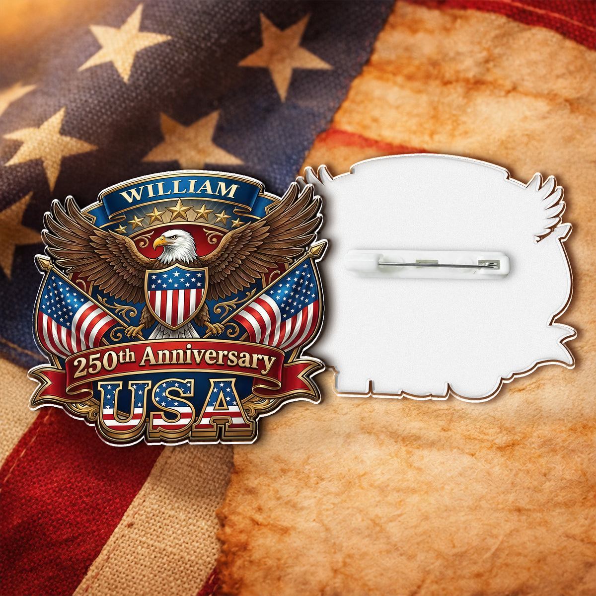 Eagle USA Semiquincentennial  1776-2026 250th Anniversary Patriotic Acrylic Pin HO82 901806