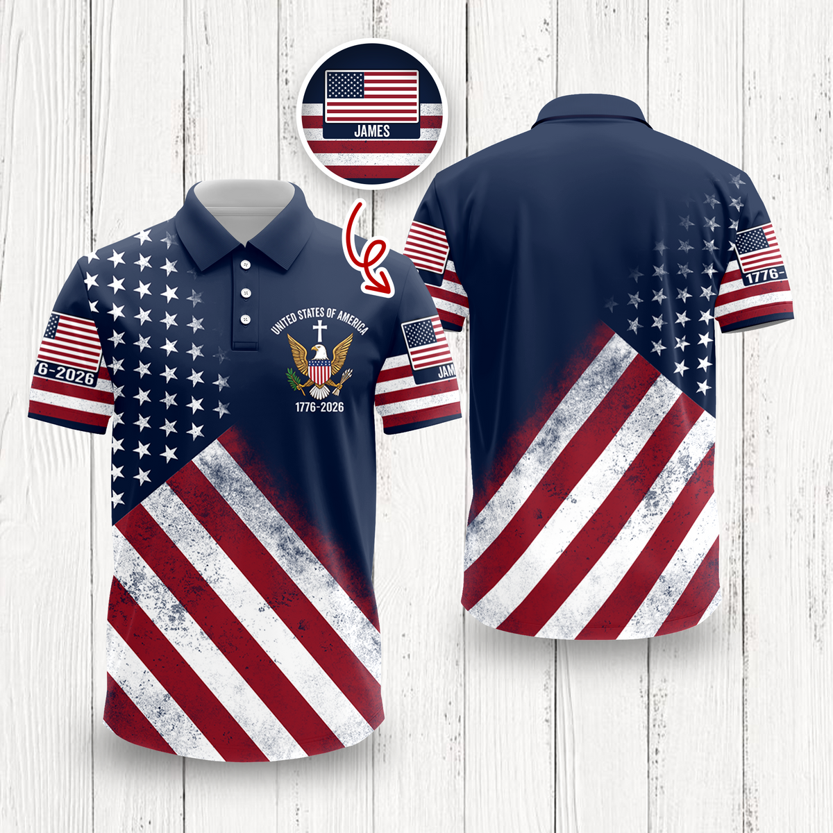 Custom Name 250th United States Of America 1776–2026 Anniversary Patriotic Polo Shirt HO82 901950