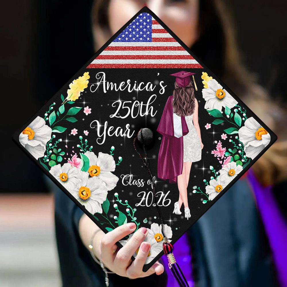 Personalized America 250th Anniversary Class of 2026 Graduation Cap Topper TH10 169225