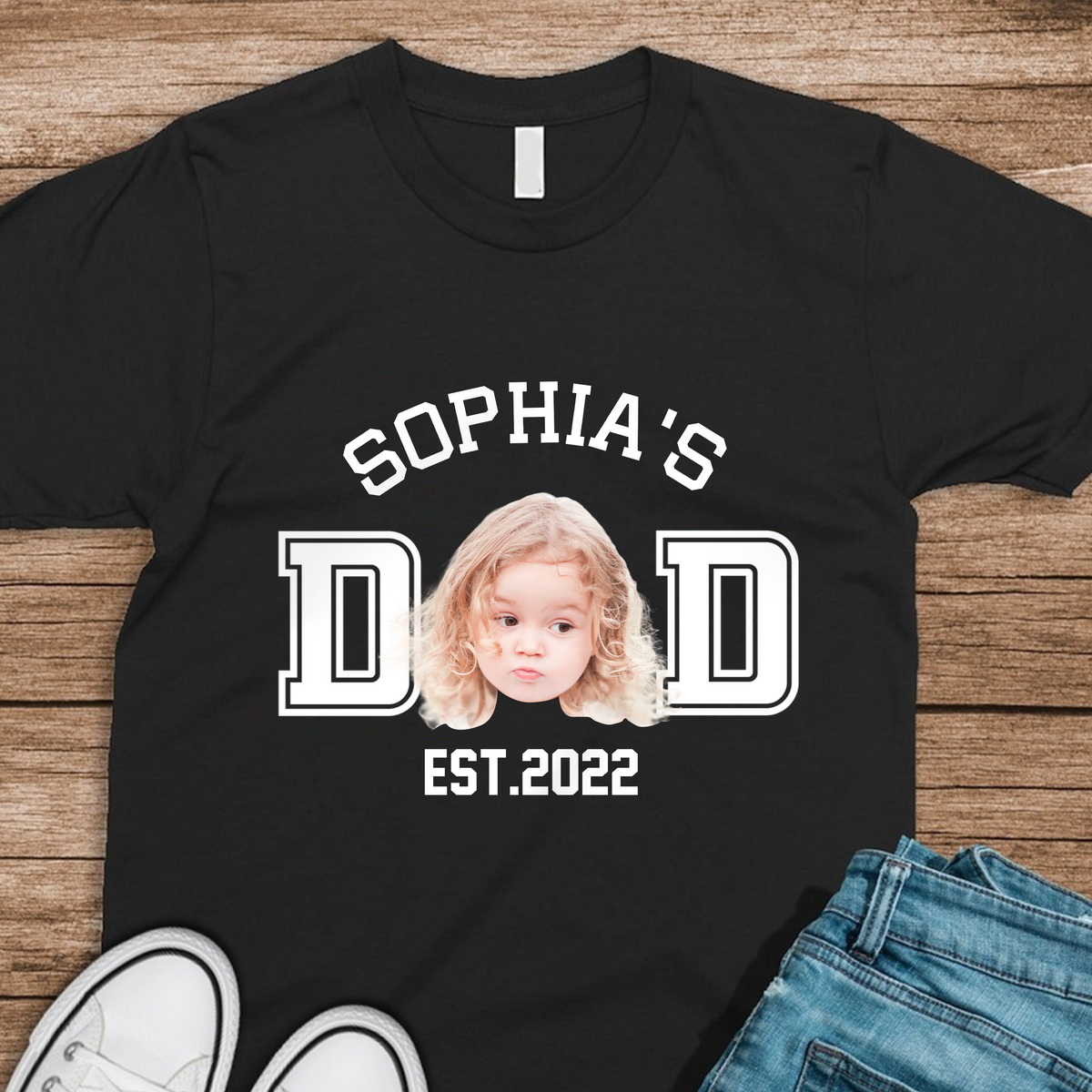 Custom Kid Photo Dad Mom EST Dark Shirt Family Gift CH07 895994