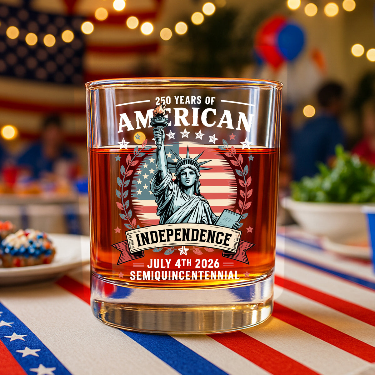 250 Year Of American Independence Patriotic Whiskey Glass LM32 895297