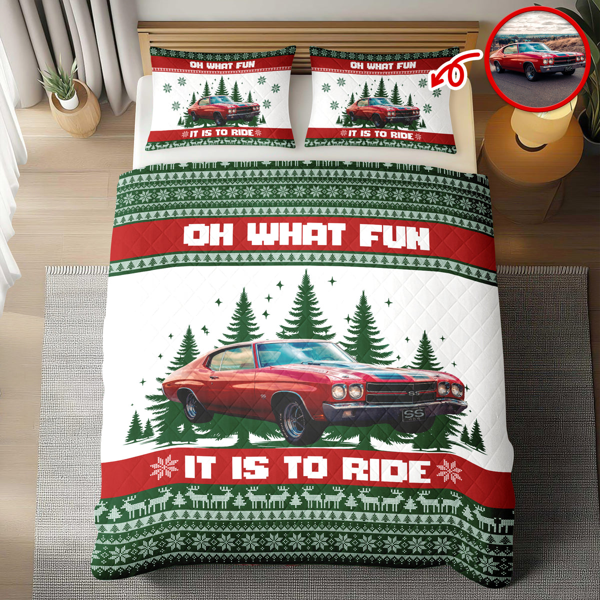 Custom Car Photo Oh What Fun It Is To Ride Quilt Bedding Set For Car Lover CH07 895608