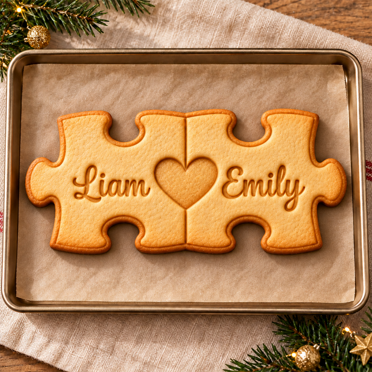 Personalized Couple Puzzle Shaped Cookie Stamp for Loved Ones HO82 904192