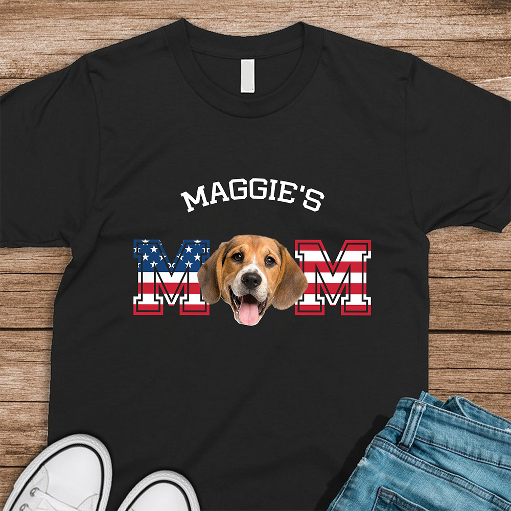 Custom Photo Dog - Dog's Dad US Flag Dark Shirt HA75 892422