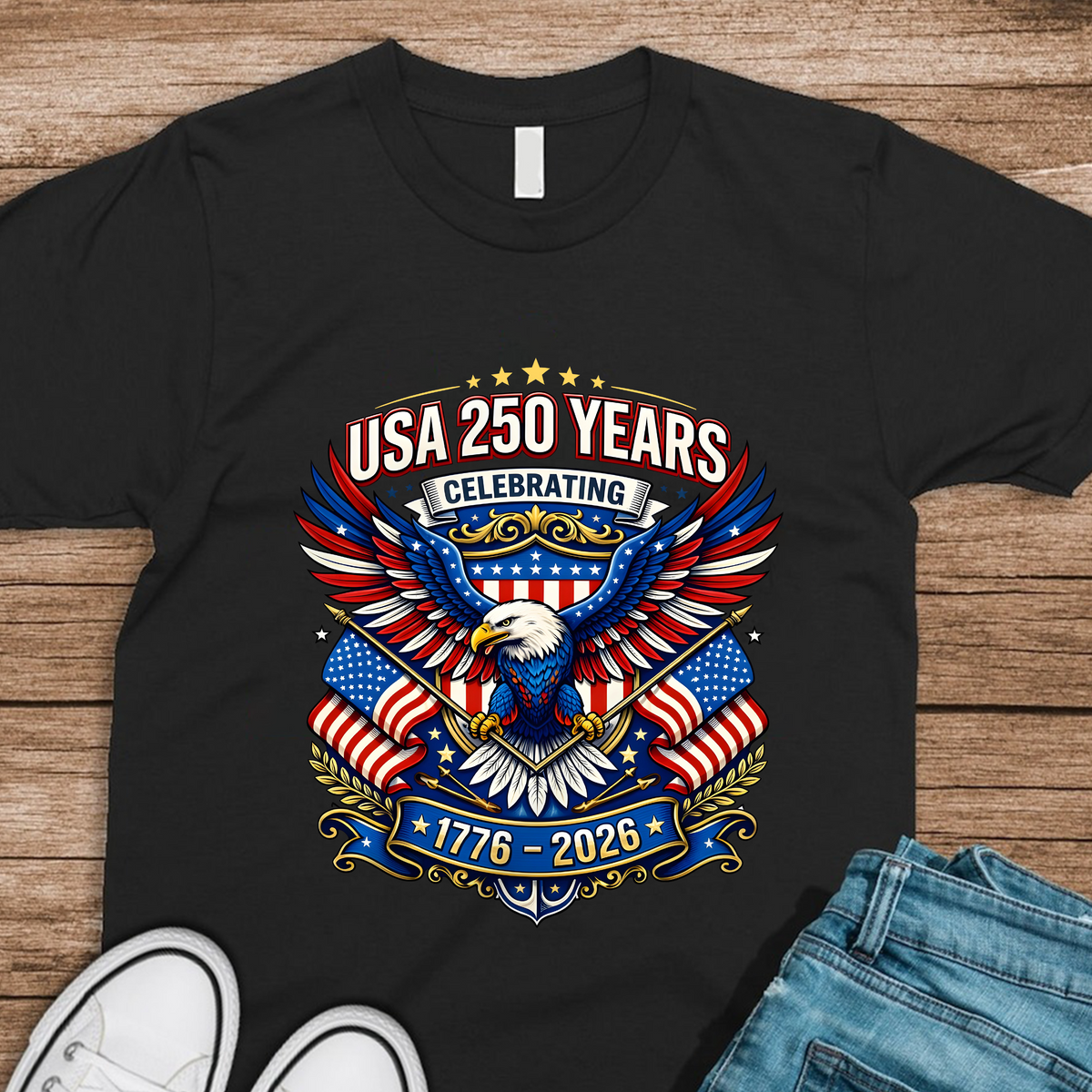 Celebrate USA 250 Years Eagle Patriotic TShirt 1776-2026 USA 250th Anniversary Dark Shirt CH07 910962
