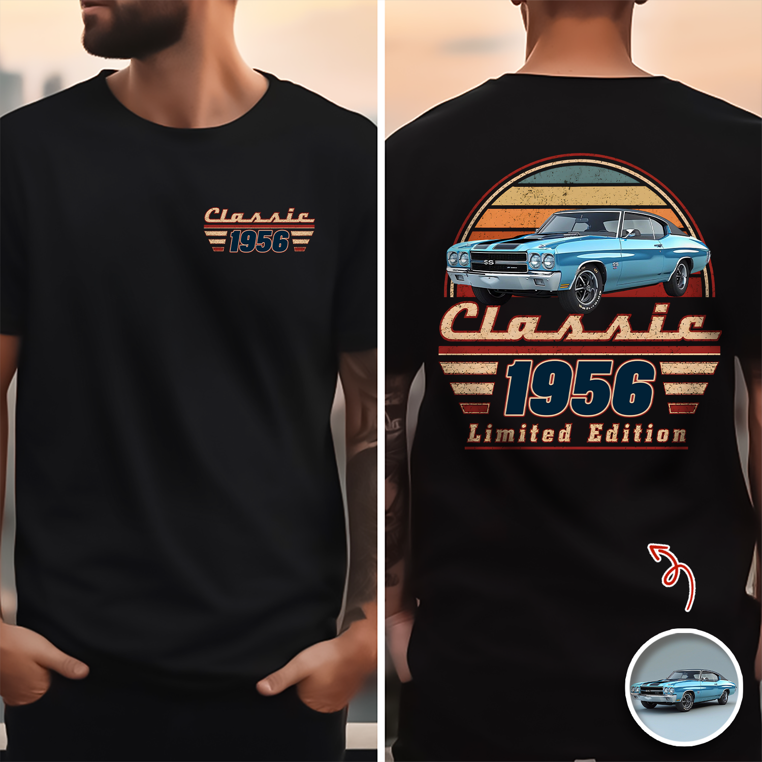 Custom Car Photo Classic Limited Edition Front & Back Dark Shirt – Personalized Birthday Gift For Dad, Grandpa & Family HO82 902940