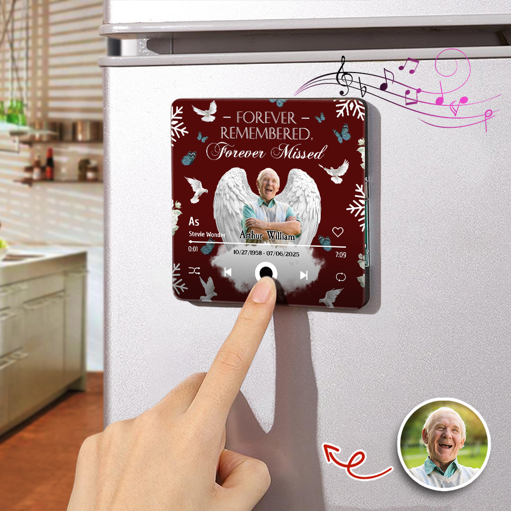 Custom Photo Gone But Never Forgotten Memorial Music Fridge Magnet TH10 894229